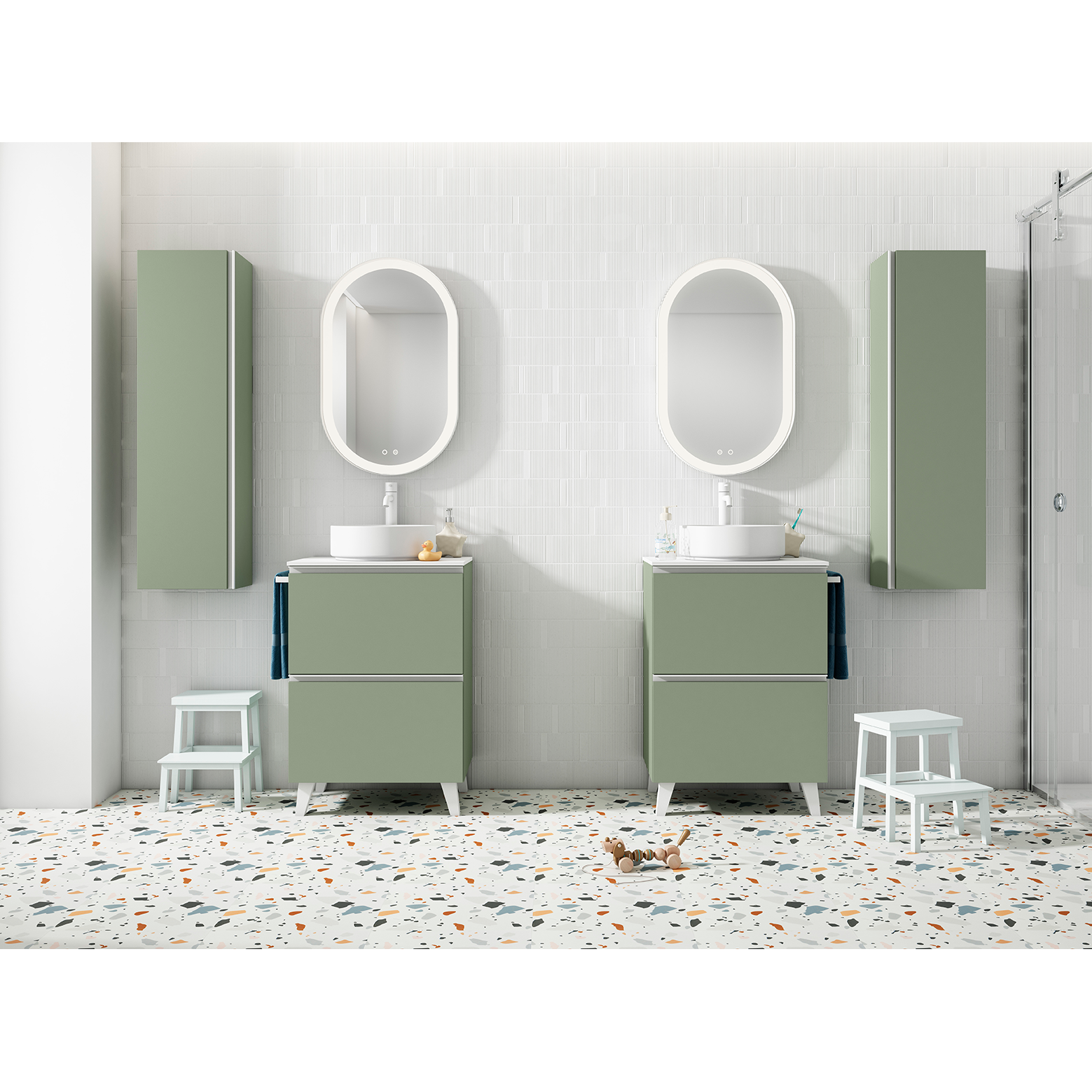 Mueble baño modelo GRANADA 60cm CON PATAS lavabo SOBRE ENCIMERA diseño y  calidad sólo en ASEALIA.