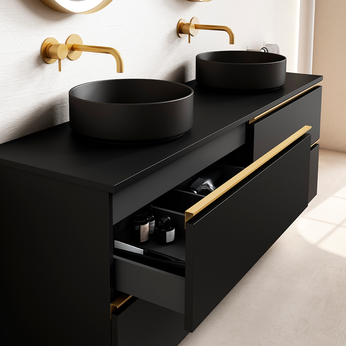 Mueble baño modelo GRANADA 100cm con patas lavabo sobre encimera moderno y  muy espacioso - ASEALIA